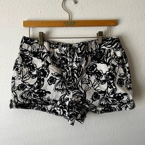 black and white floral shorts